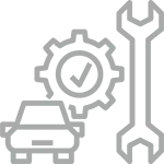 icon of car, gear and wrench